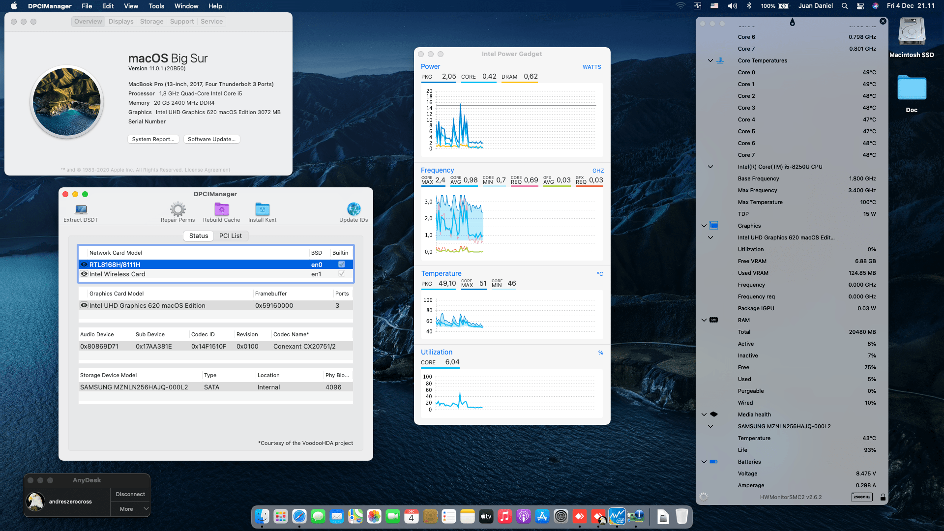 Success Hackintosh macOS Big Sur 11.0.1 Build 20B50 at Lenovo Ideapad V330-14IKB